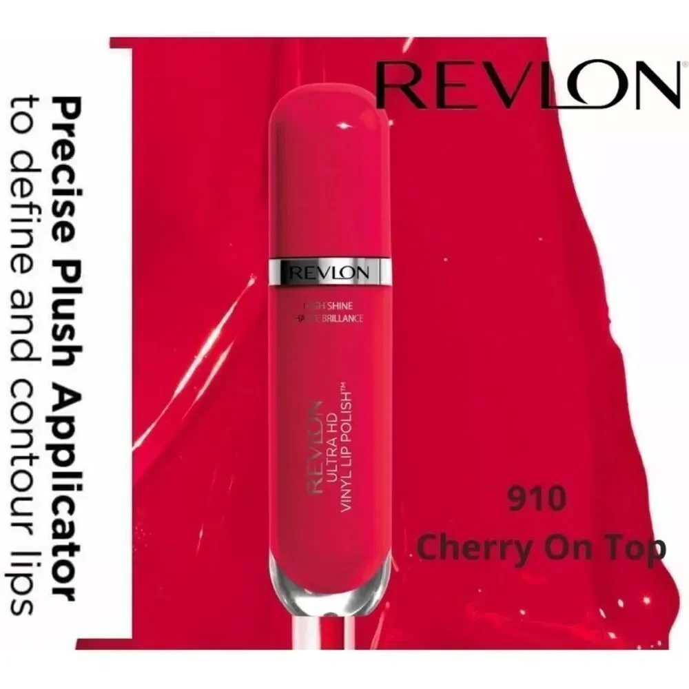 New Revlon Ultra HD Vinyl Lip Polish Liquid Lipstick Red 910 Cherry on Top